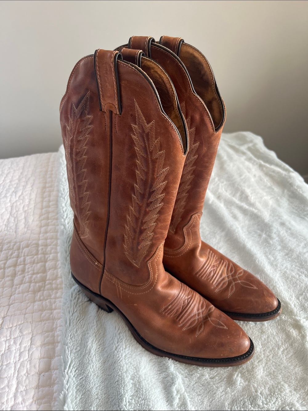 Classic Brown Leather Women's Cowboy Boots. Boulet brand